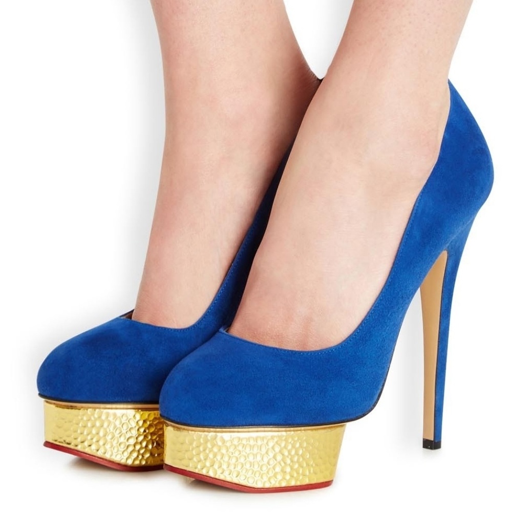 Charlotte Olympia Blue Velvet Shoes